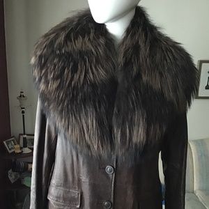 Italian leather jacket with genuine fur
